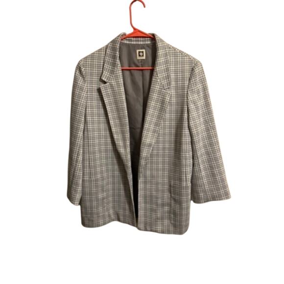 Anne Klein Jackets & Blazers - ANNE KLEIN WOMEN'S BLAZER - Grey and White Houndstooth Pattern - Women's Large